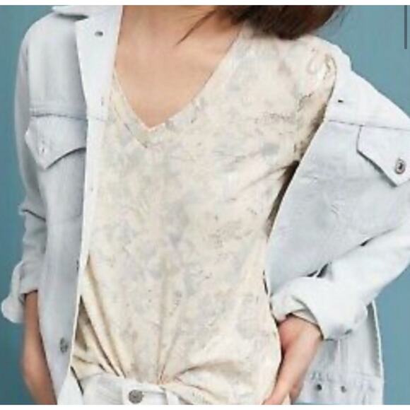 Sol Angeles x Anthropologie Shirt Short Sleeve V neck Metallic Gold Size XS - Picture 2 of 9